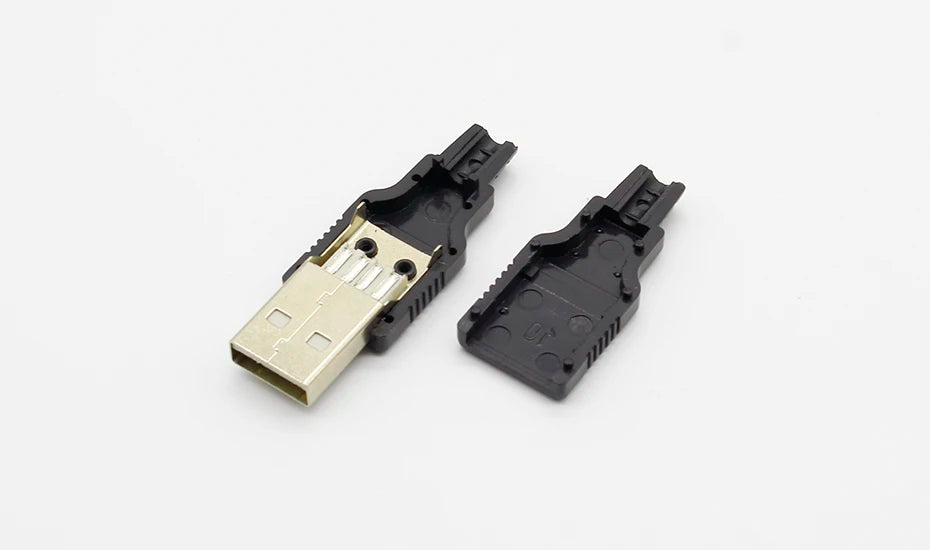 IMC hot New 10pcs Type A Male USB 4 Pin Plug Socket Connector With Black Plastic Cover