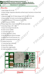 5Pcs Step Down Power Supply Module Mini DC-DC 12-24V To 5V 3A Voltage Buck Converter Adjustable 1.8V 2.5V 3.3V 5V 9V 12V