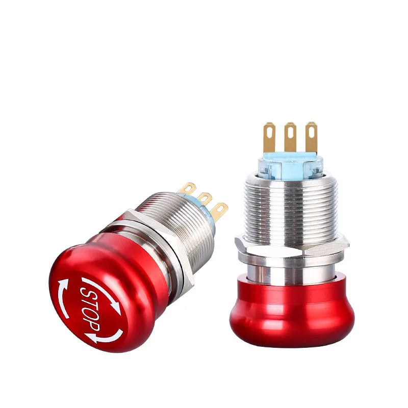 16/19/22mm stainless steel Emergency stop switch Push Button Switch latching 1NO1NC 2NO2NC Car button pin terminal 22JT/L.S.2K2B