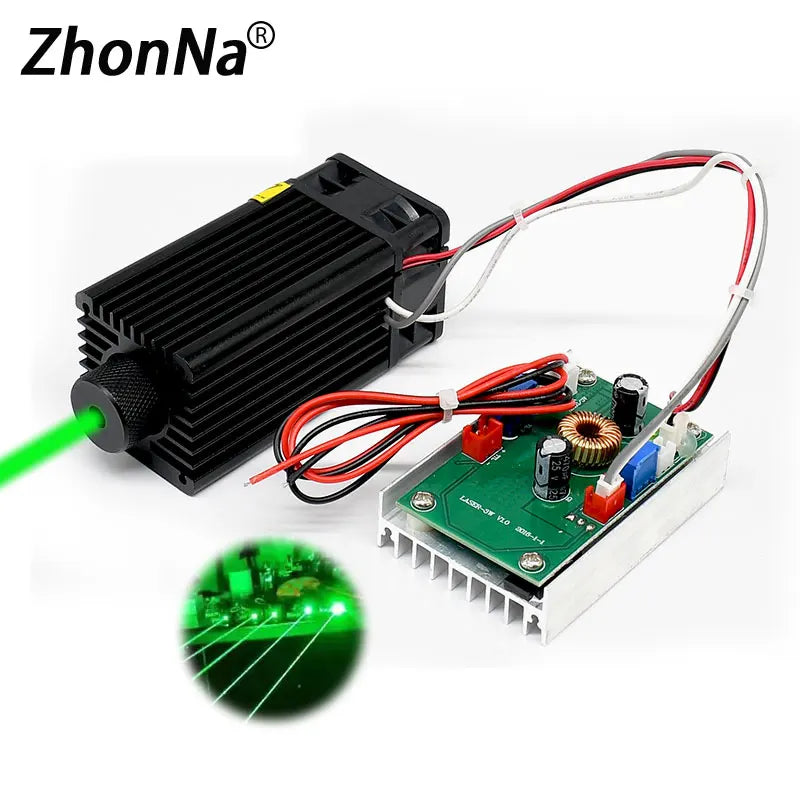 Lasers 520nm 1W Green Laser Module DC12V Focusable DIY OX Laser Head 1000mW Diode Laser for Stage Laser Bird Repellent  With TTL
