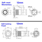Button Switch 12/16/19/22mm Momentary Latching Fixed Push On Off Power Start Stop Electric LED Light 3V 6V 12V 24V 220V