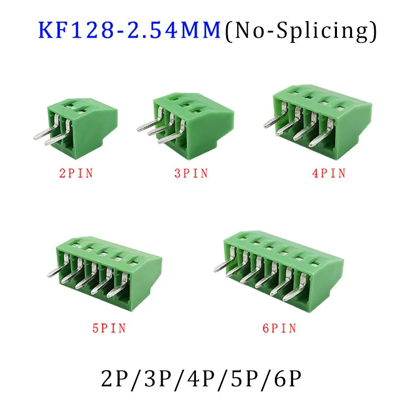 10Pcs KF128 2Pin 3Pin Screw Type PCB Terminal Block Wire Connector 2.54mm/3.5/3.96/5.0/5.08/7.5mm Straight Pin Splice Terminals