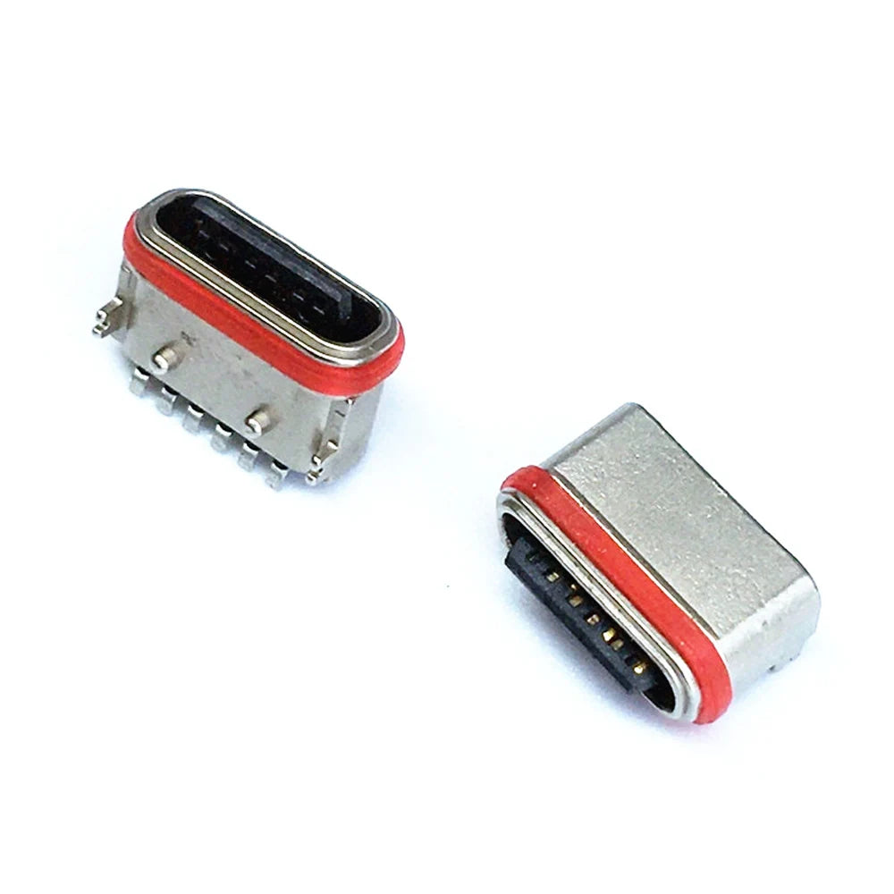 IPX7 Waterproof Type C 6 Pin SMT Socket Connector USB 3.1 Female SMD DIP For Huawei Samsung Lenovo PCB Design DIY High Current