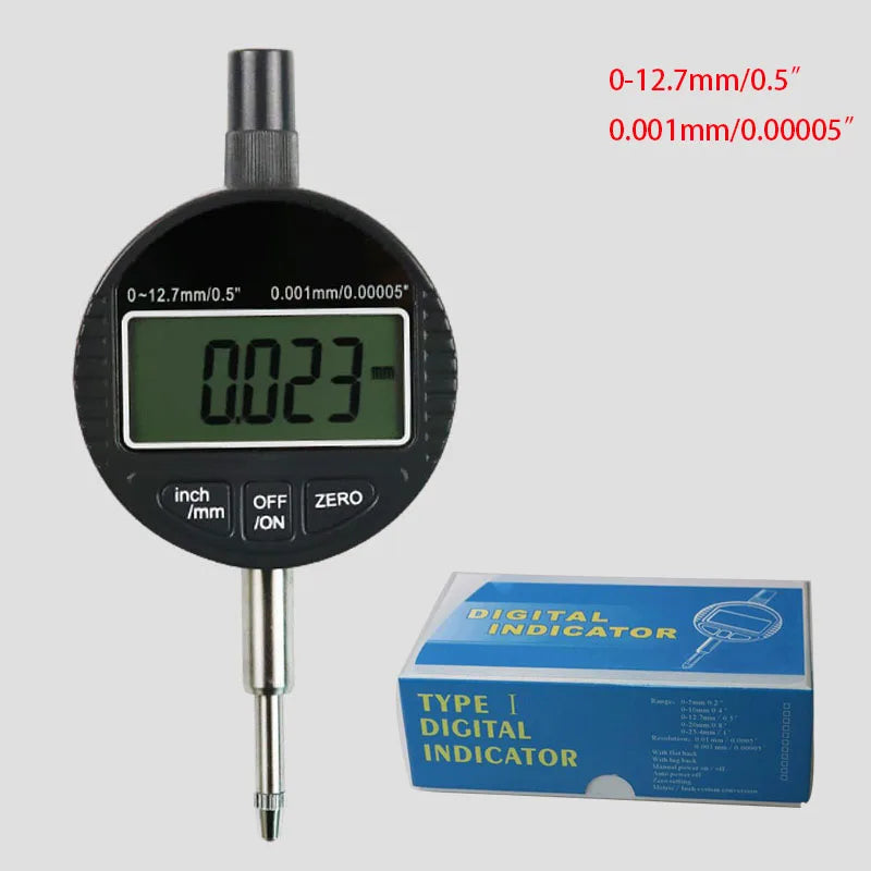 0-12.7mm/0.5' 0-25.4mm/1' Range Gauge Digital Dial Indicator Precision Tool 0.01mm/0.005' 0.001mm/0.0005' Tester Tools