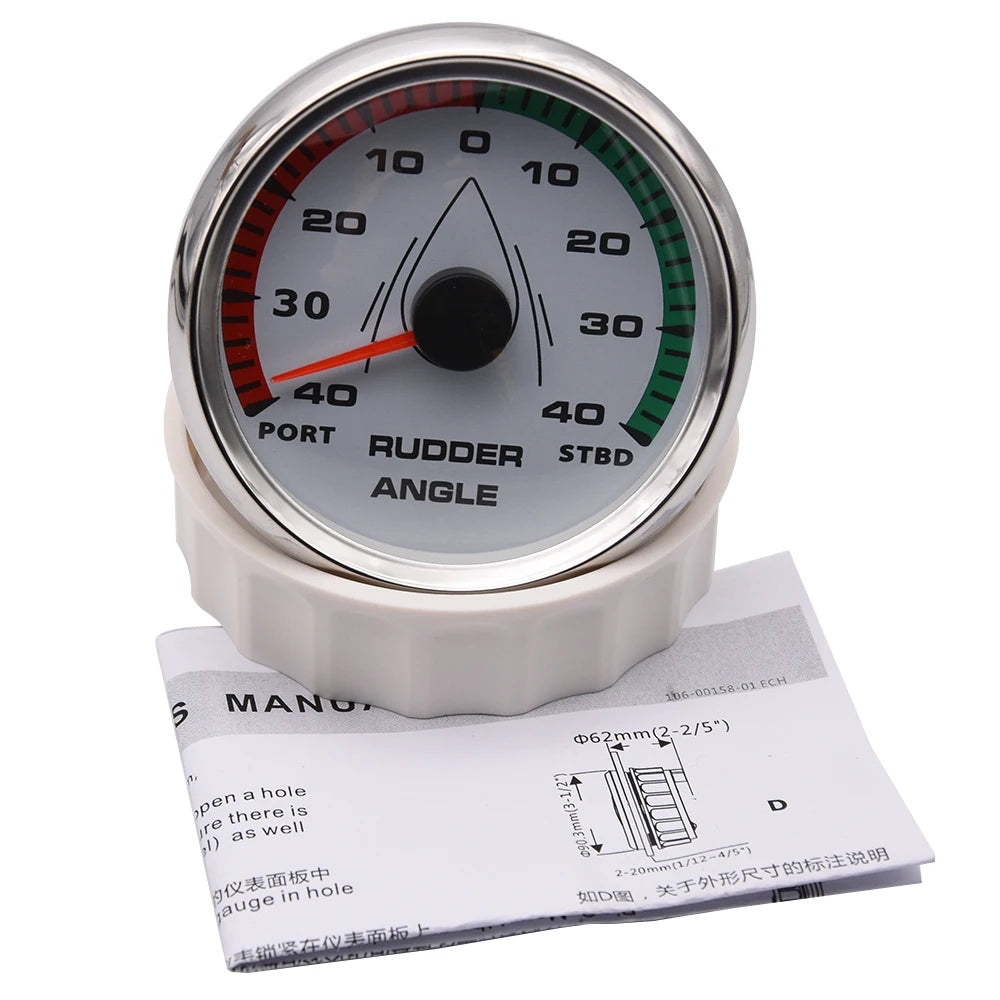 12V/24V STBD PORT Rudder Angle Meter 85mm Rudder Angle Indicator with 0-190 ohm Rudder Angle Sensor 7 Color Backlight Customized