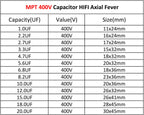 2Pcs MPT MKP 400V Capacitor HIFI Axial Fever Crossover Coupling Frequency-Divided For Audio Capacitor Audiophile Speaker