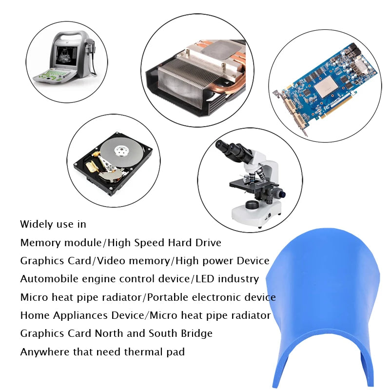 8 Pieces 100x100x0.5mm 1mm 1.5mm 2mm 2.5mm 3mm 4mm 5mm Blue White Green Combination Thermal Pads Cooling Conductive Silicone