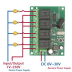 Wireless Remote Control DC 6V 12V 24V 30V 4CH RF Relay Receiver and 433MHZ Transmitter for Garage/Light/Motor/Home Appliance