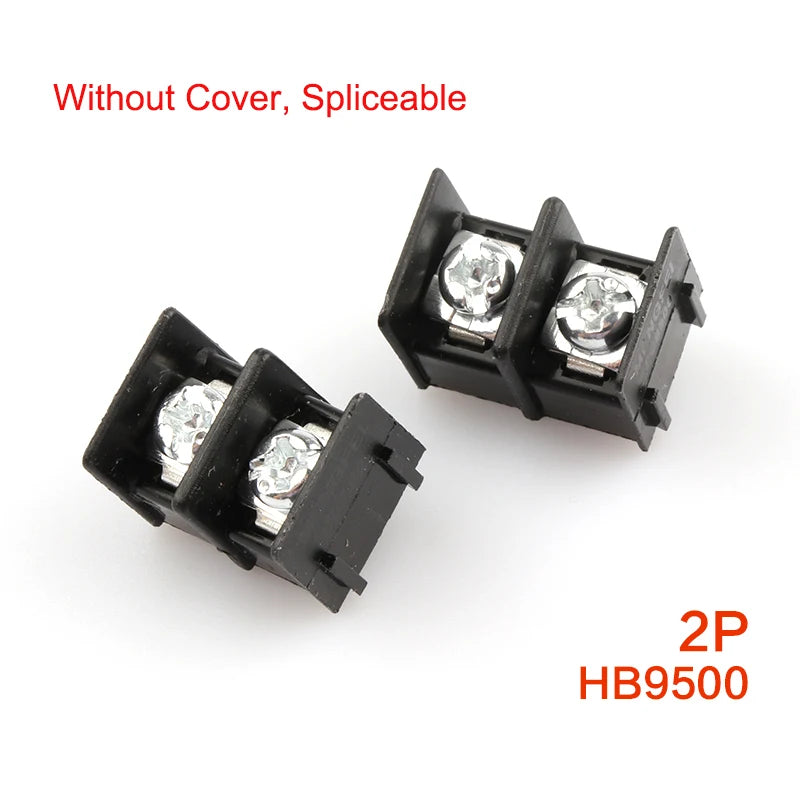 10Pcs HB-9500 2P/3P/4P 300V30A 22-12AWG 9.5mm Splice-able Screw PCB Mount Barrier Wire Terminal Block Connector without Cover