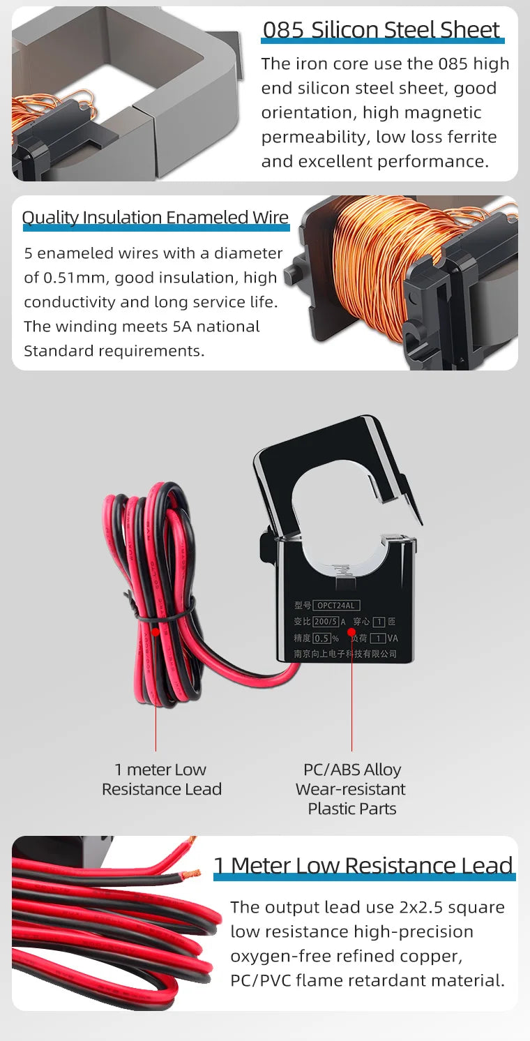 Split Core Current Transformer manufactur OPCT24AGL 100/5 150/5 200/5A 250/5 400A 5A open ac Clamp on Current Transform Sensor