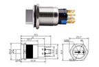 19mm 2 3 Position Metal Selector Rotary Switch Latching Push Button Switch SPDT with 12V LED Illuminated Switch 1NO1NC ON OFF
