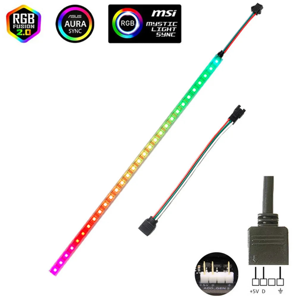 Addressable ARGB 5V LED Strip 3Pin Computer PC Case Tape Light WS2812B SMD 5050 Flexible Changeable Color Gamer Desktop Lamp