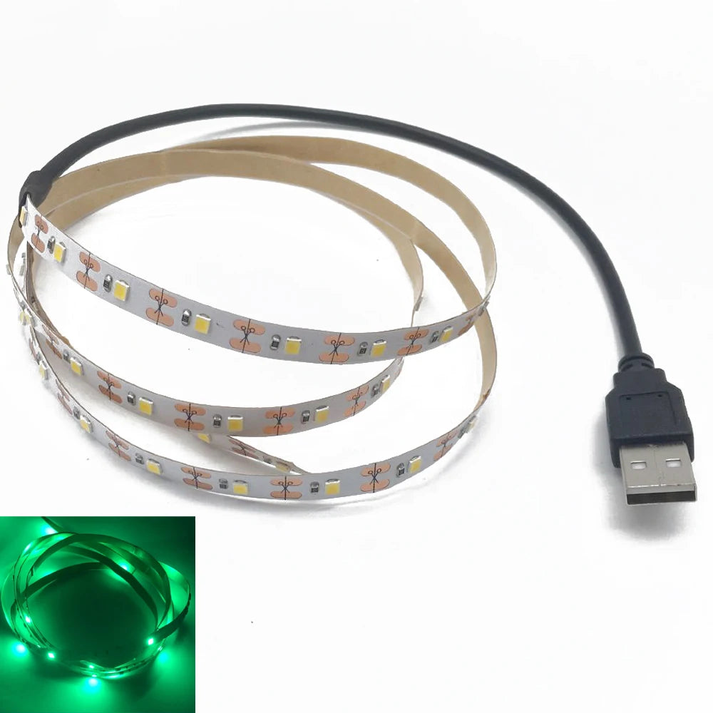 5M USB LED Strip Light 5V 3528 1 Meter 5 Meter Warm Cool White Pink Green Blue Red SMD Ribbon Ceiling Cabinet Light Waterproof