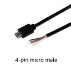 1pcs Micro USB 2.0 Female Jack Android Interface 4 Core 2 Core Male Female Power Data Charge Cable Cord Connector 30CM Cable