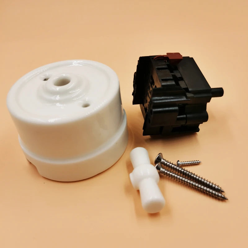 EU Ceramic Rotary Switch Wall Lamp Smart Light Knob Switch EU Socket 10A 250V For Home Decoration