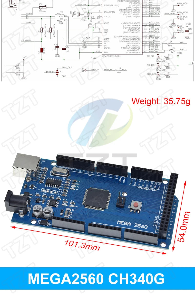 TZT Mega2560 ATMEGA16U2 / Pro Mini MEGA 2560 Mega+WiFi R3 ATmega2560 CH340G For Arduino Mega R3 Development Board ESP8266