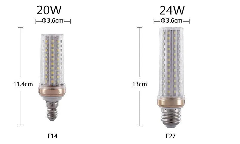 Super Long Lifespan E27 E14 12W 16W 20W 24W 40W LED Lamp Corn Bulb AC85-265V No Flicker 2835 SMD LED Light / Lighting