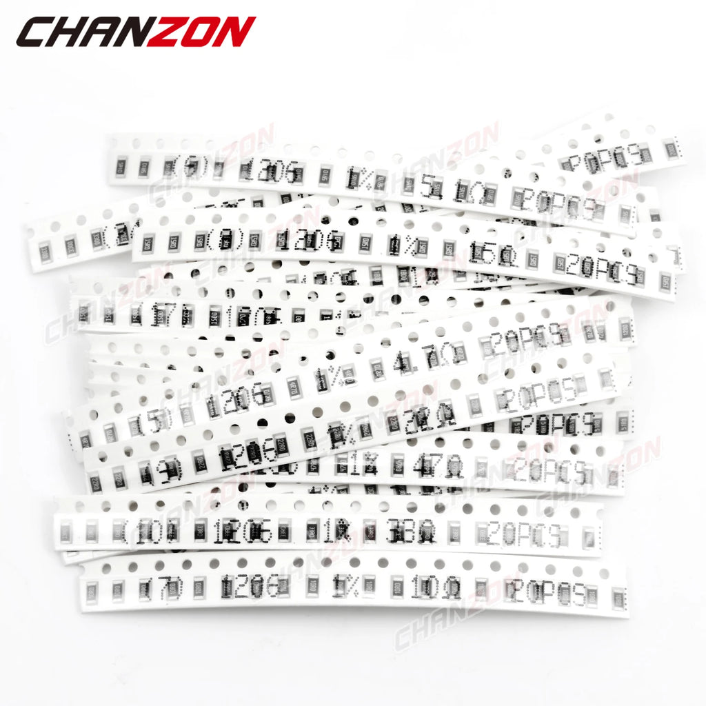 1200Pcs/lot 60 Values 1206 1% High Precision SMD Resistor Kit 0 1 120 200 470 1K 4.7K 20K 33K Ohm 1/4W Resistance Assortment Set
