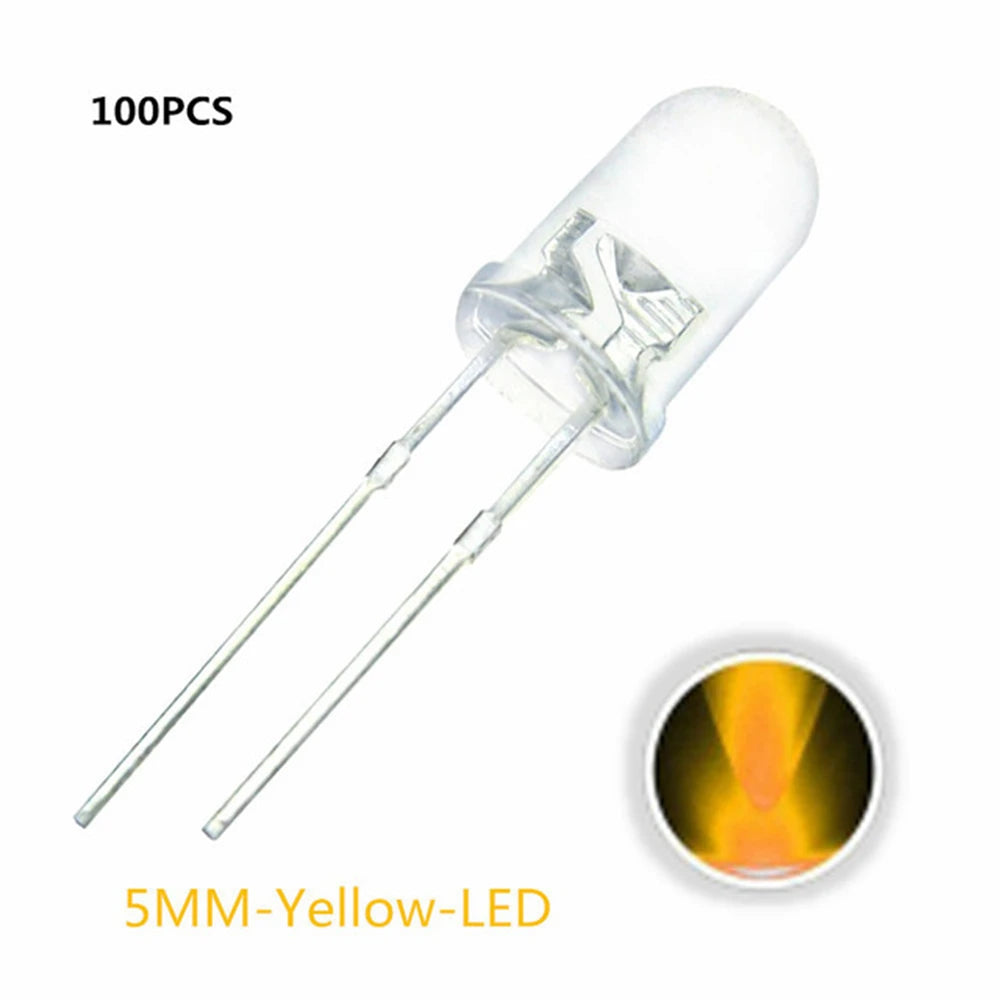 100pcs 5mm LED Diode 5 mm Assorted Kit White Green Red Blue Yellow Orange Pink Purple Warm white DIY Light Emitting Diode