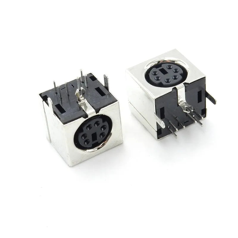 2/5/10Pcs PS2 Female Socket Jack Connector On PCB Black/Green/Purple 6 Pins PS/2 Square Jack Adpater