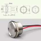 Stainless Steel Waterproof Piezo Touch Switches 16mm 19mm 22mm 25mm Normal Open Capacitive Momentary Push Button