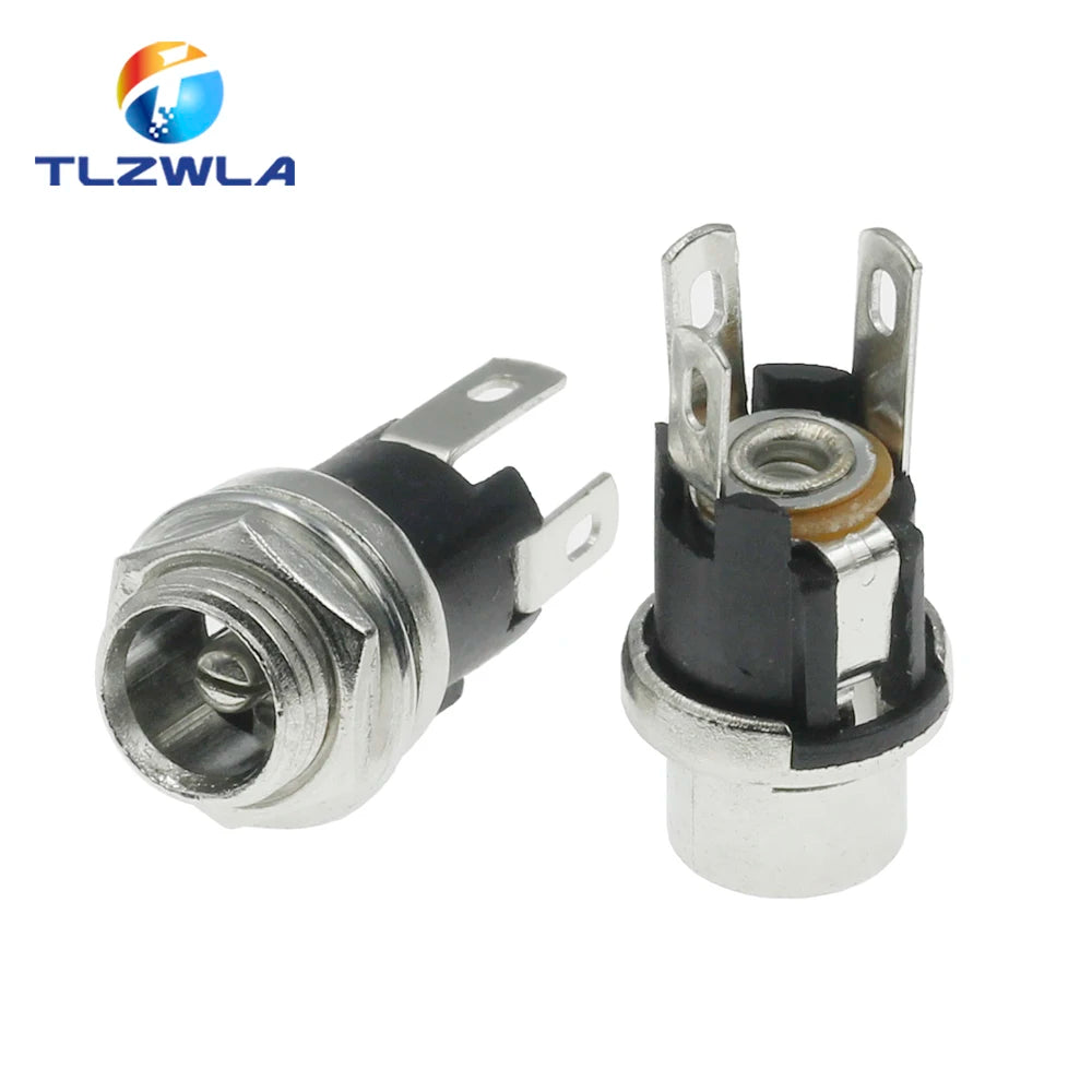 10PCS DC025M 5.5*2.1/2.5mm DC Socket With Nut 5.5x2.1/5.5x2.5 mm DC Power Jack Socket Female Panel Mount Connector