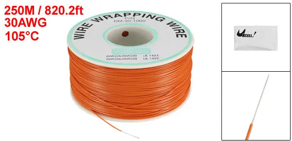 0.58mm Wire OD 200M 250M Electrical Wire Wrapping Wire Tin Plated Copper Wire PCB Solder Cable P/N DM-30-1000 30 AWG for Laptop