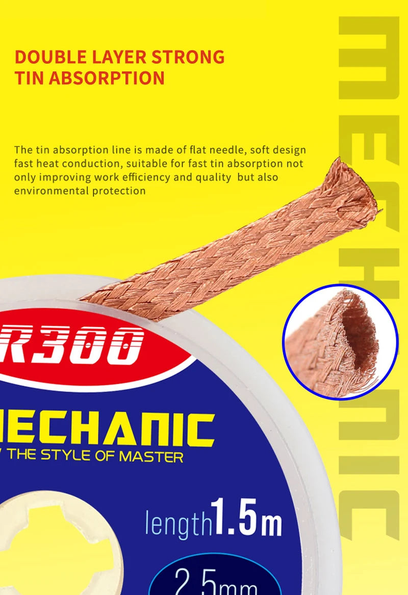 10pcs/Lot Mechanic Solder Wick Remover Desoldering Braid Wire Sucker Cable Wire 1.0/1.5/2.0/2.5/3.0/3.5/4.0mm Welding Accessory