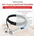 Anti-Clogging Submersible Liquid Level Sensor Water Tank Pressure Transmitter 4-20mA 0-10V RS485 Water River Level Transmitter