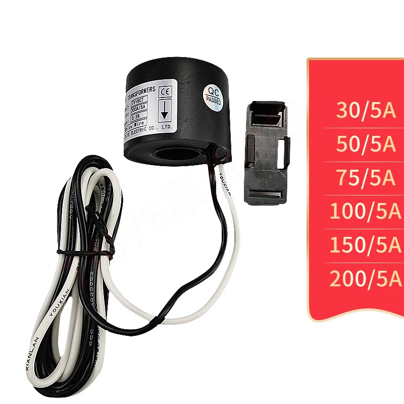 3pcs Clamp Current Sensor Transformer Core KCT 50A 75A 100A 150A 200A Din Rail CT Sensor Mini AC Waterproof Current Transformer
