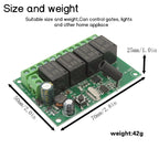 Wireless Remote Control DC 6V 12V 24V 30V 4CH RF Relay Receiver and 433MHZ Transmitter for Garage/Light/Motor/Home Appliance
