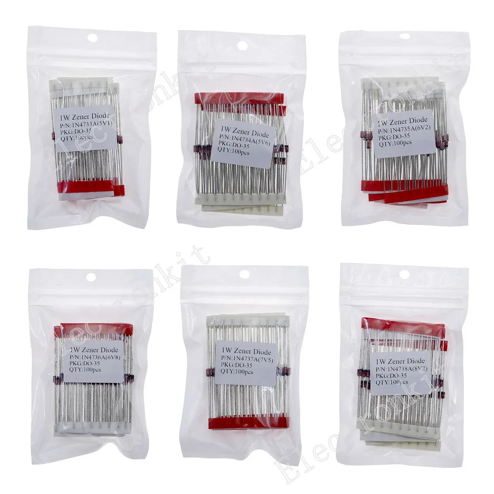 1W Zener Diode Assorted Kit (3V 3.3V 3.6V 5.1V 5.6V 7.5V 10V 12V 13V 15V 16V 18V 20V 22V 24V 30V 33V 39V) Assortment Set