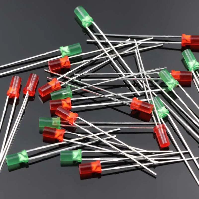 1000PCS 3mm High Flat Top Color Long Feet Red Green Blue Yellow Direct Plug Light-emitting Diode DIP LED