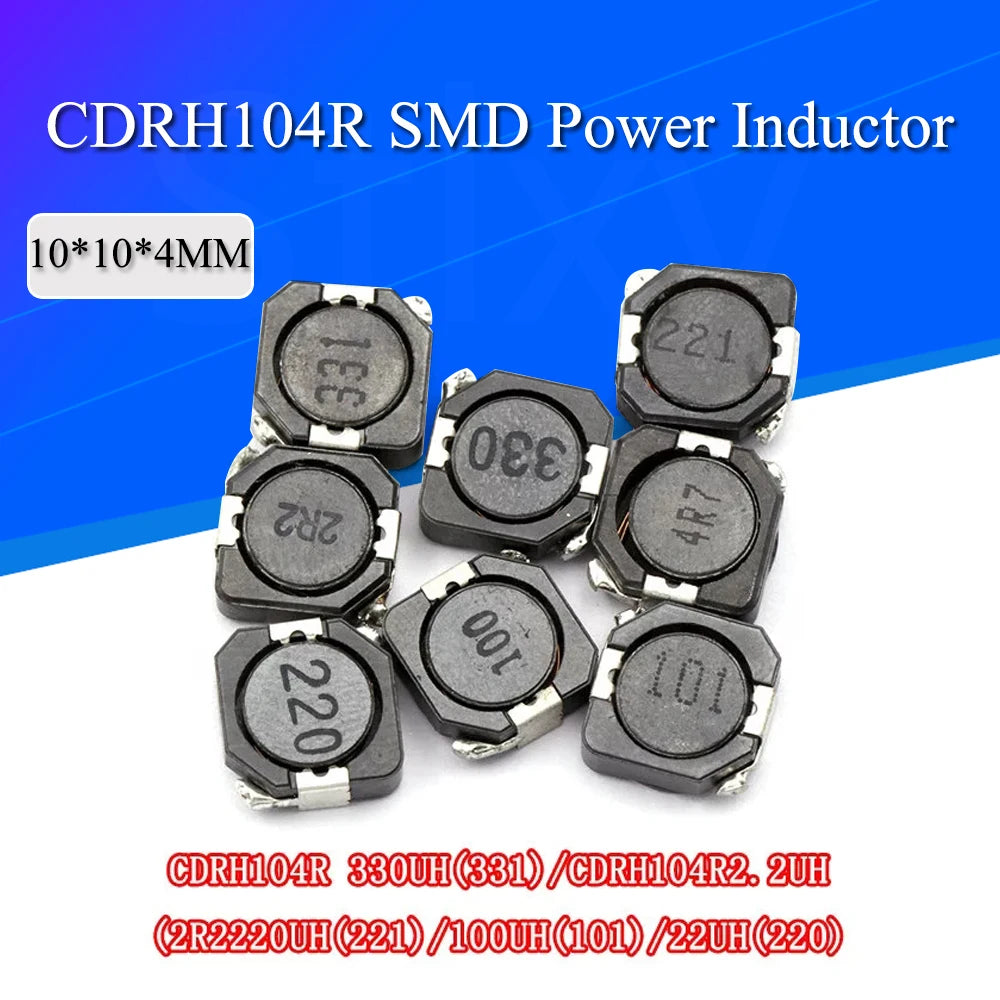 5PCS CDRH104R Inductance Wire Wound Chip Shielded Inductor 2.2/3.3/4.7/10/22/33/47/68/100/220/330UH 10*10*4M SMD Power Inductor