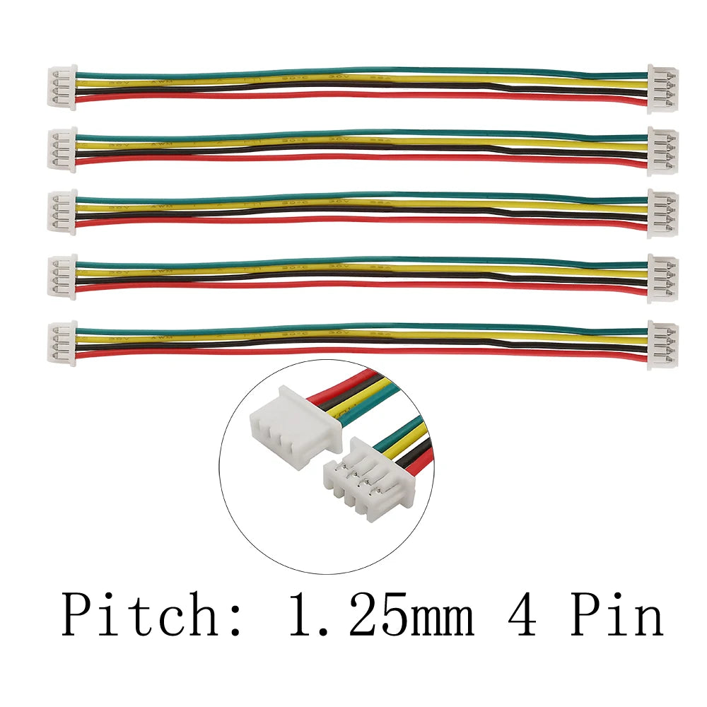 10Pcs JST 1.25mm 1.25 Female Wire Cable Connectors Double Head JST 1.25 Electronic Wire Connector Lenght 10CM 15CM 20CM 30CM