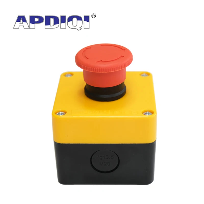 1Pcs One Hole Waterproof Plastic Emergency Stop Mushroom Head Yellow AKA1 Push Button Box Switch Elevator ES542 22mm IP65