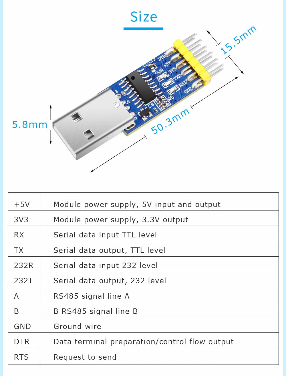 WitMotion USB-UART 6-In-1 Converter, Multifunctional USB-TTL/RS485/232, TTL-RS232/485,232-485)Serial Adapter, CH340/ CP2102 Chip