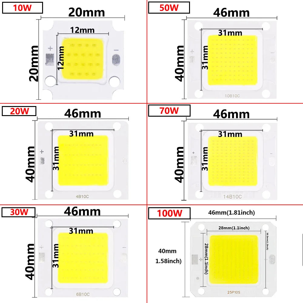 10Pcs Super Power LED Chip 100W 70W 50W 30W 20W 10W 27-36V For Floodlight Spotlight Bulbs Diode LED Ceiling Light Lamp Source
