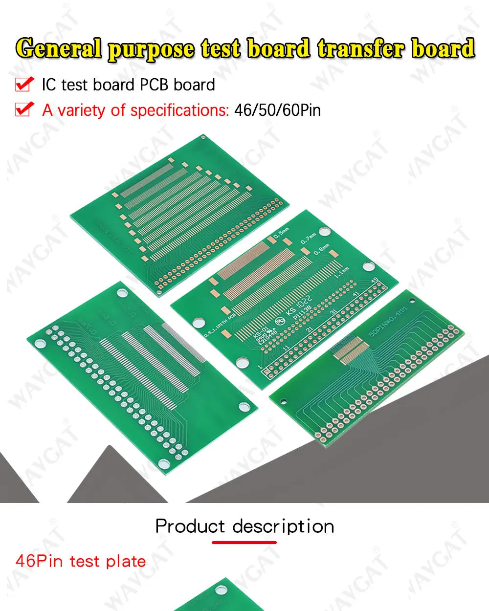 46Pin 50Pin 60Pin 2.0 0.4mm 0.5-1.0mm Pin Pitch TFT LCD SMD To DIP Adapter Board 2.54 pin space Pinboard Test Module FPC PCB