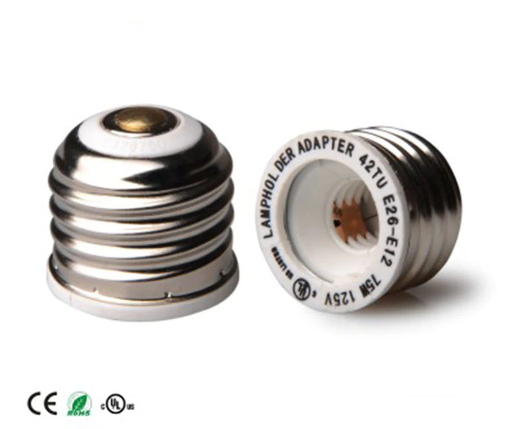 4pcs E26 to E12 Light Socket Adapter UL Medium Lamp Holder Converter Base Socket Chandelier LED Light Bulb Reduce Extender