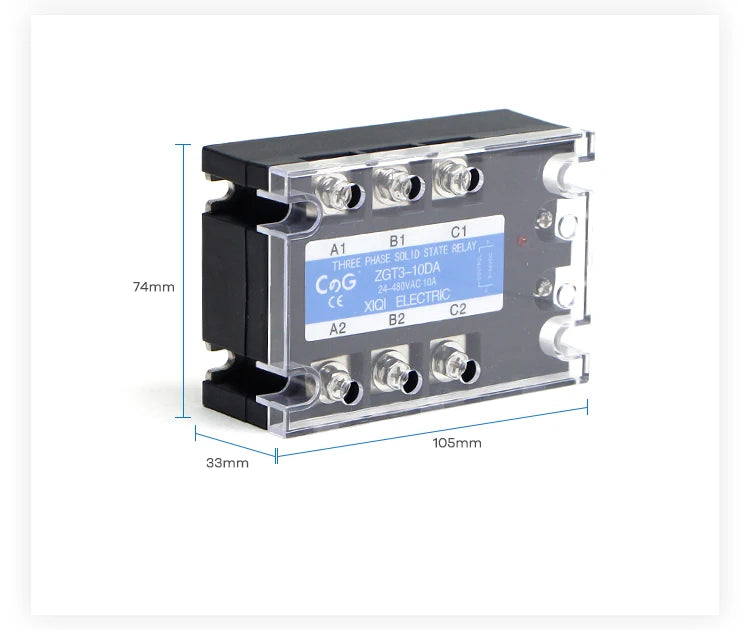CG 3 Phase 10A 25A 40A DA 60A 80A 100A 150 200A Three Phase SSR 3-32V DC Control 24-480V AC Solid State Relay SSR AC Three DC-AC