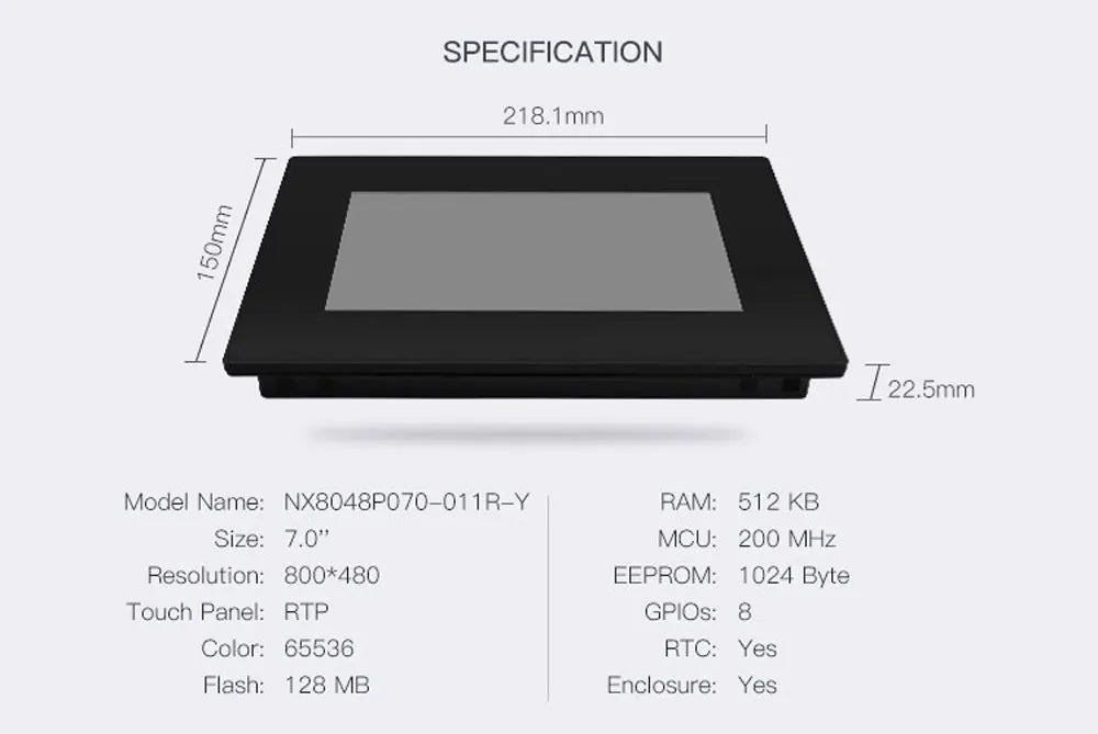 NEXTION 7 Inch  Intelligent Resistive/Capacitive LCD Touch Display NX8048P070-011C/R-Y Multifunction HMI Module With Enclosure