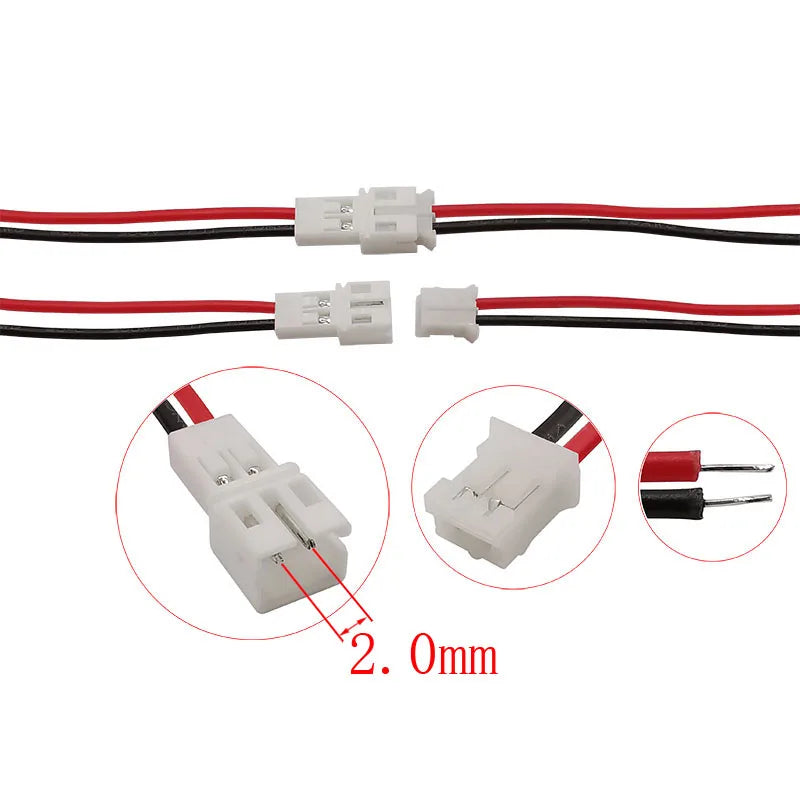 20CM JST PH 2.0 2.0mm Pitch 2 Pin Male Female Cable Connector Micro JST PH 2P Plug Jack Socket Terminals Wire Cables Connectors