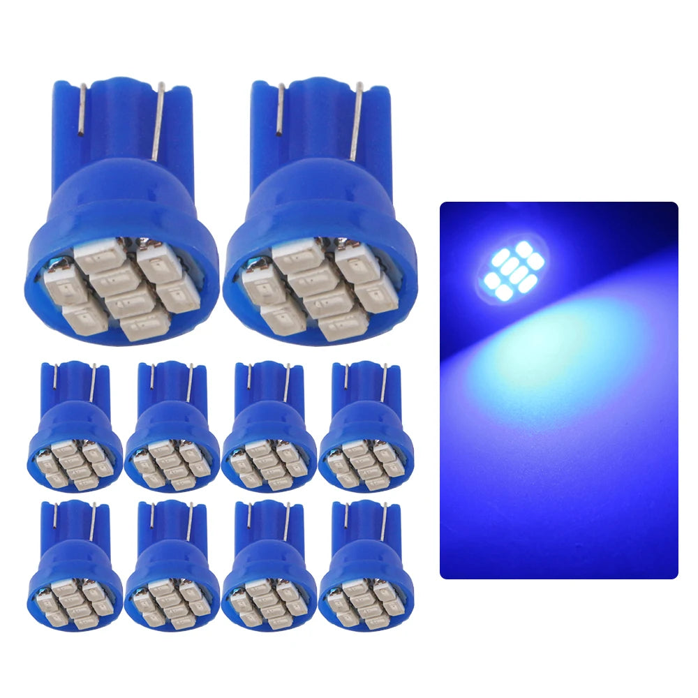 10Pcs AC/DC 6V 6.3V Led Bulb Arcade Pinball Car Light T10 W5W 555 192 168 194 1206 8 SMD LED White Blue Red Green Amber Pink