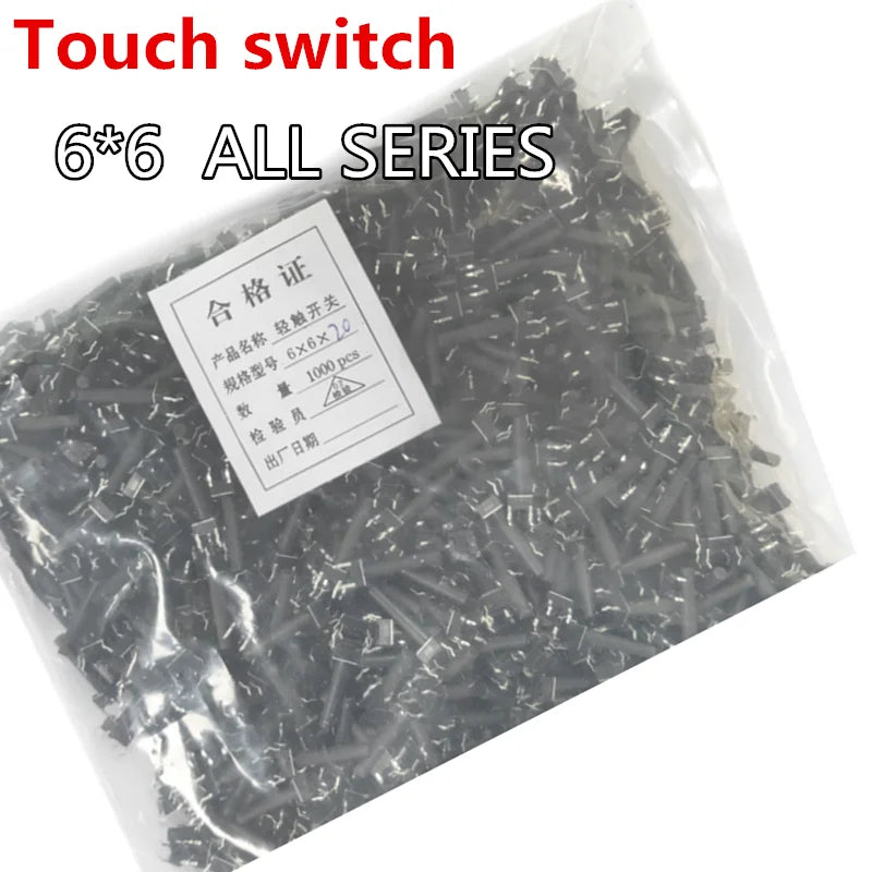 1000pcs/lot 6*6 6X6X5/4.3/5.5/6/7/8/9/10/13/17H button touch switch Copper 4PIN DIP Micro Switch