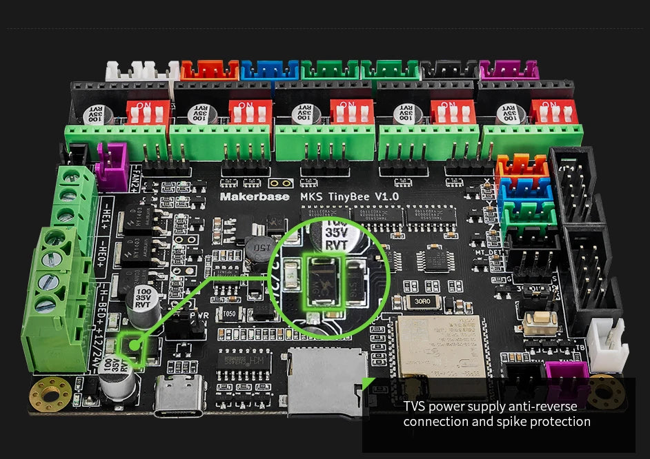 Makerbase MKS TinyBee 3D Printer Motherboard Control Board ESP32 Fit Mini12864 Wifi Control Compatible A4988 TMC2209 Driver
