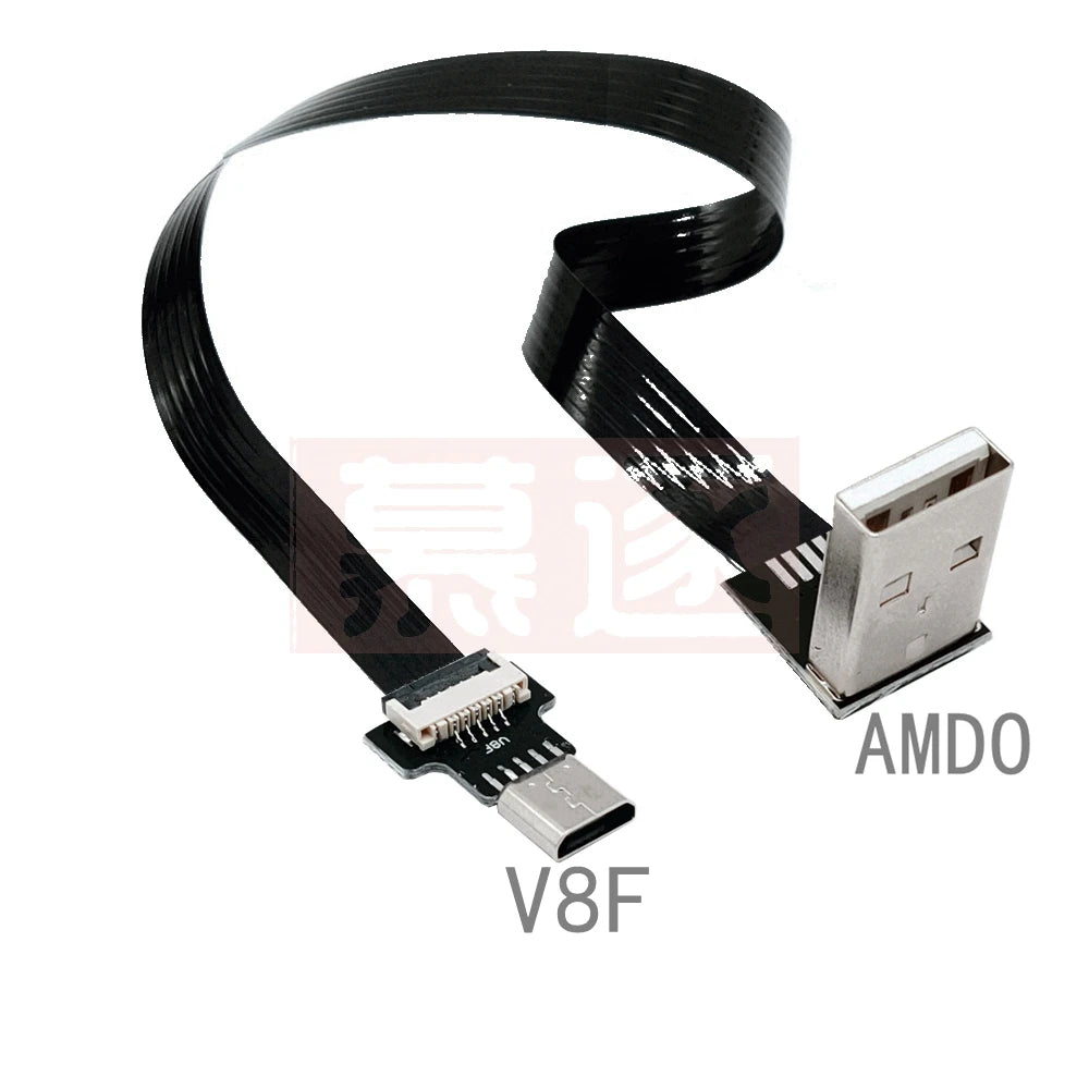 FPC Super Flat flexible Up & Down & Left & Right Angled 90 Degree USB Micro USB Male to USB male FPV Data Charge connector Cable