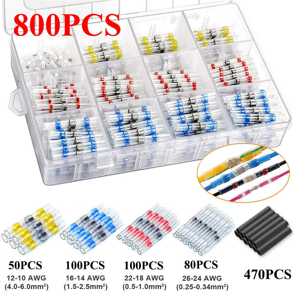 Solder Seal Wire Connectors - Heat Shrink Solder Butt Connectors - Solder Connector Kit - Automotive Insulated Waterproof