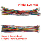 10PCS Mini Micro JST 1.25 2/3/4/5/6/7/8/9/10 Pin Female Plug Connector with Wire 1.25MM 10cm 15cm 20cm Single/double Head Tinned