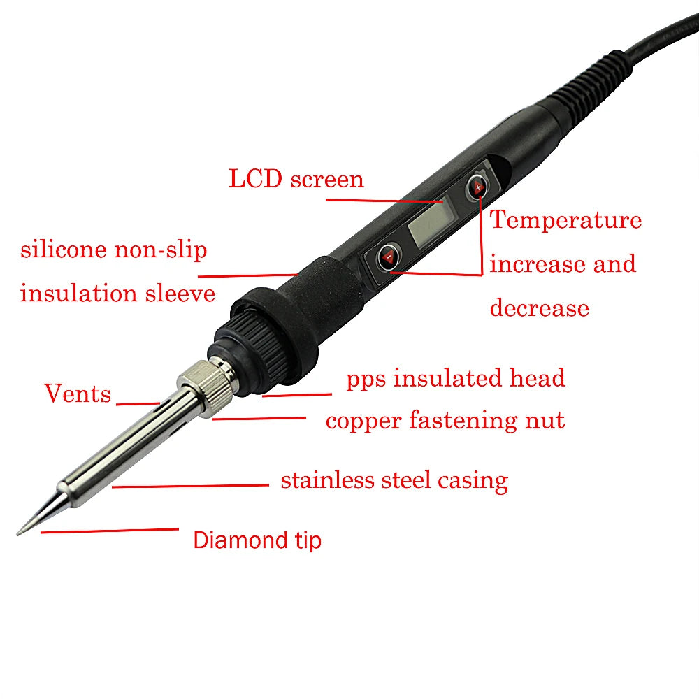 Adjustable Temperature Solder Iron 80W 220V / 110V LCD Electric Soldering Iron Welding Repair Tools